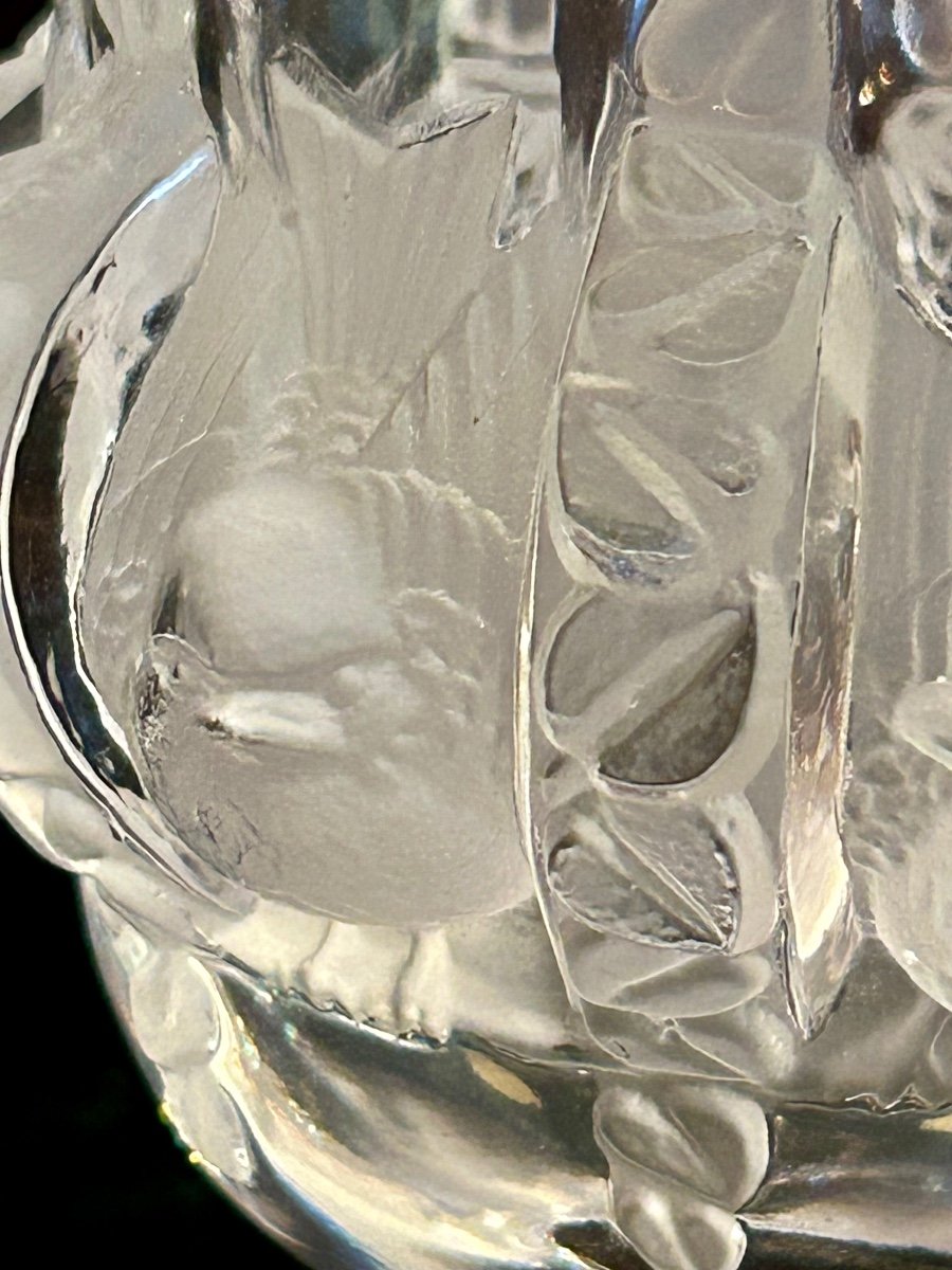 Lalique France, petit vase aux moineaux -photo-1