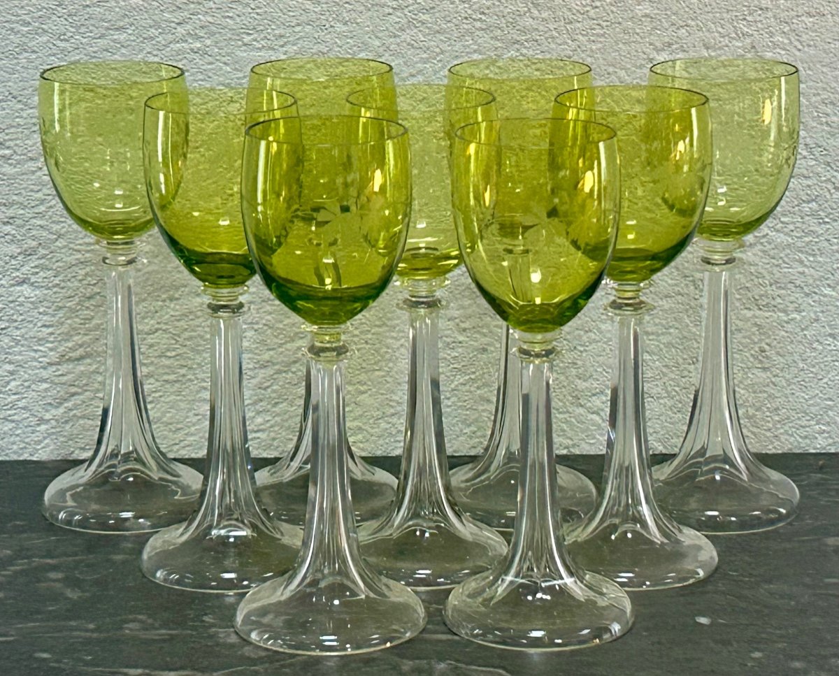 Lot de 9 verres à vin blanc colorés 