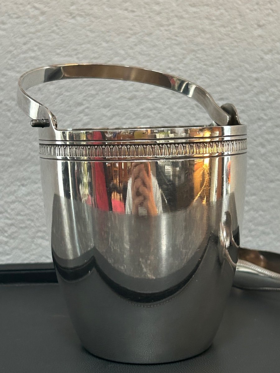 Wiskemann Malmaison Decor, Ice Bucket With Silver Metal Tongs -photo-2