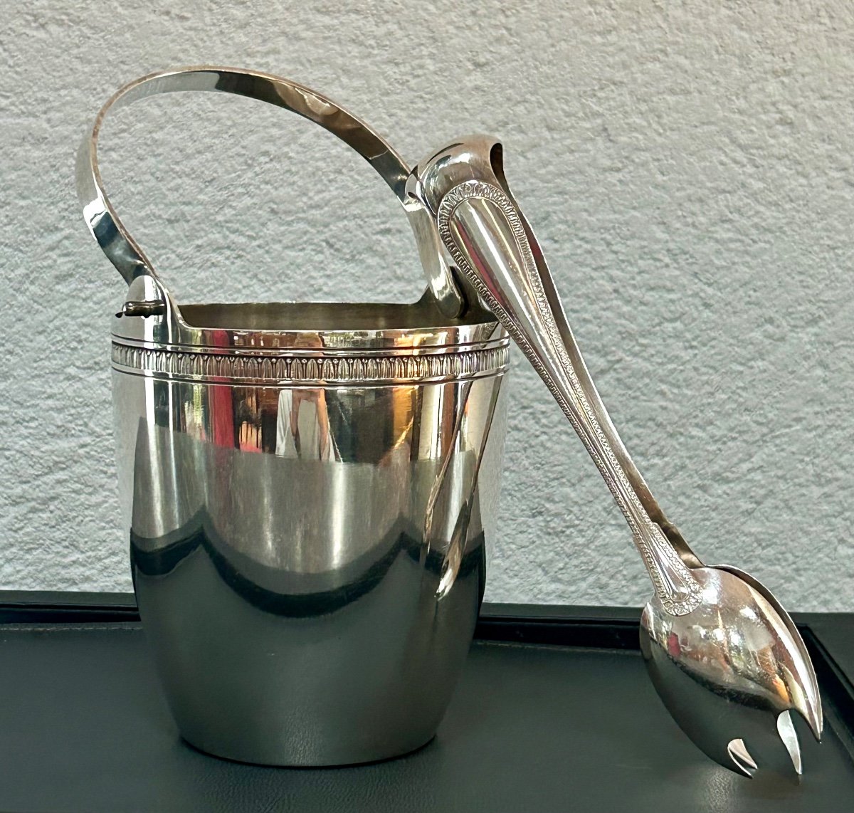 Wiskemann Malmaison Decor, Ice Bucket With Silver Metal Tongs -photo-1