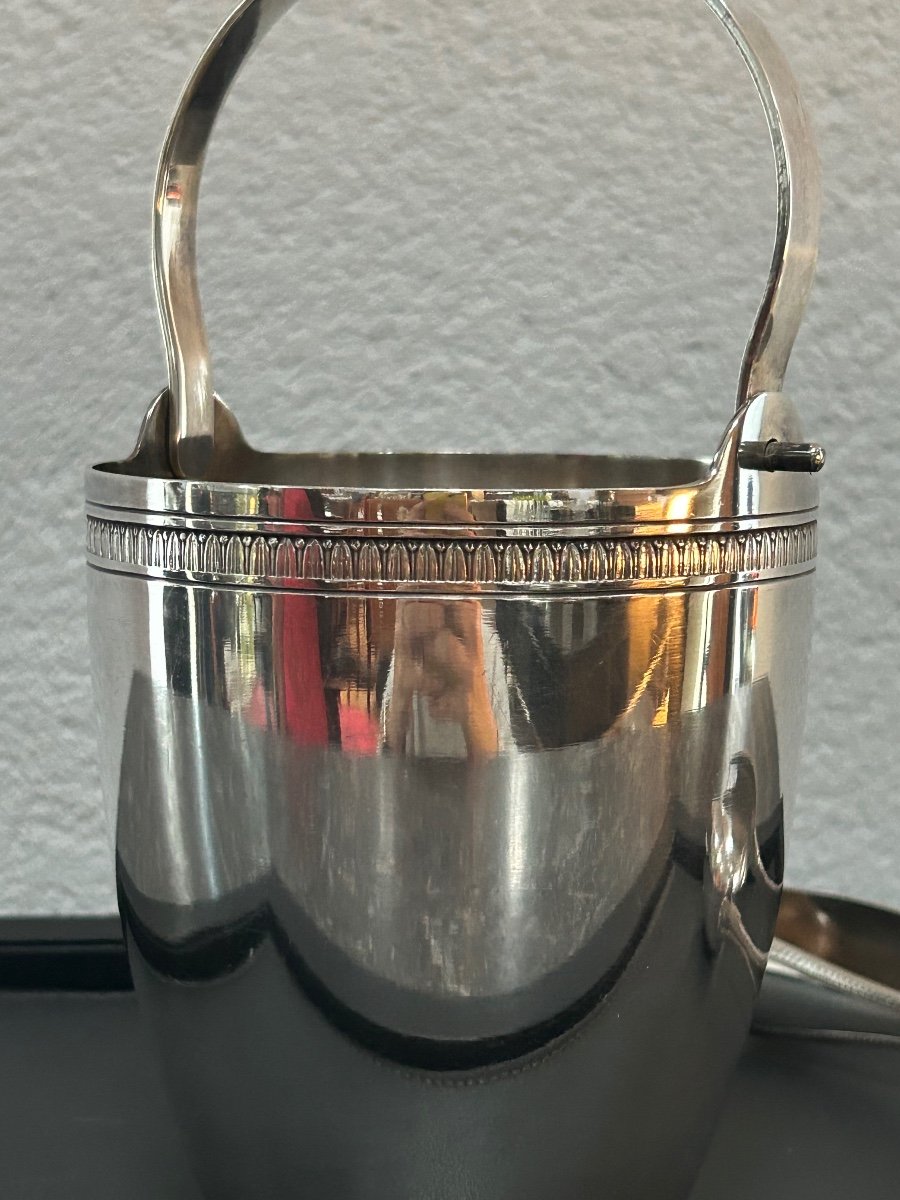 Wiskemann Malmaison Decor, Ice Bucket With Silver Metal Tongs -photo-2