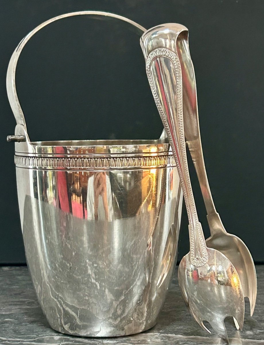 Wiskemann Malmaison Decor, Ice Bucket With Silver Metal Tongs 