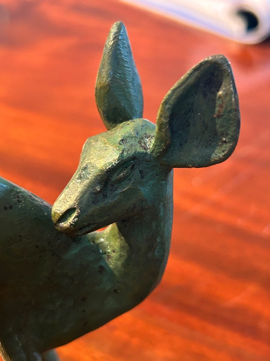 R. Schorr, Fawn Sculpture In Patinated Bronze-photo-7