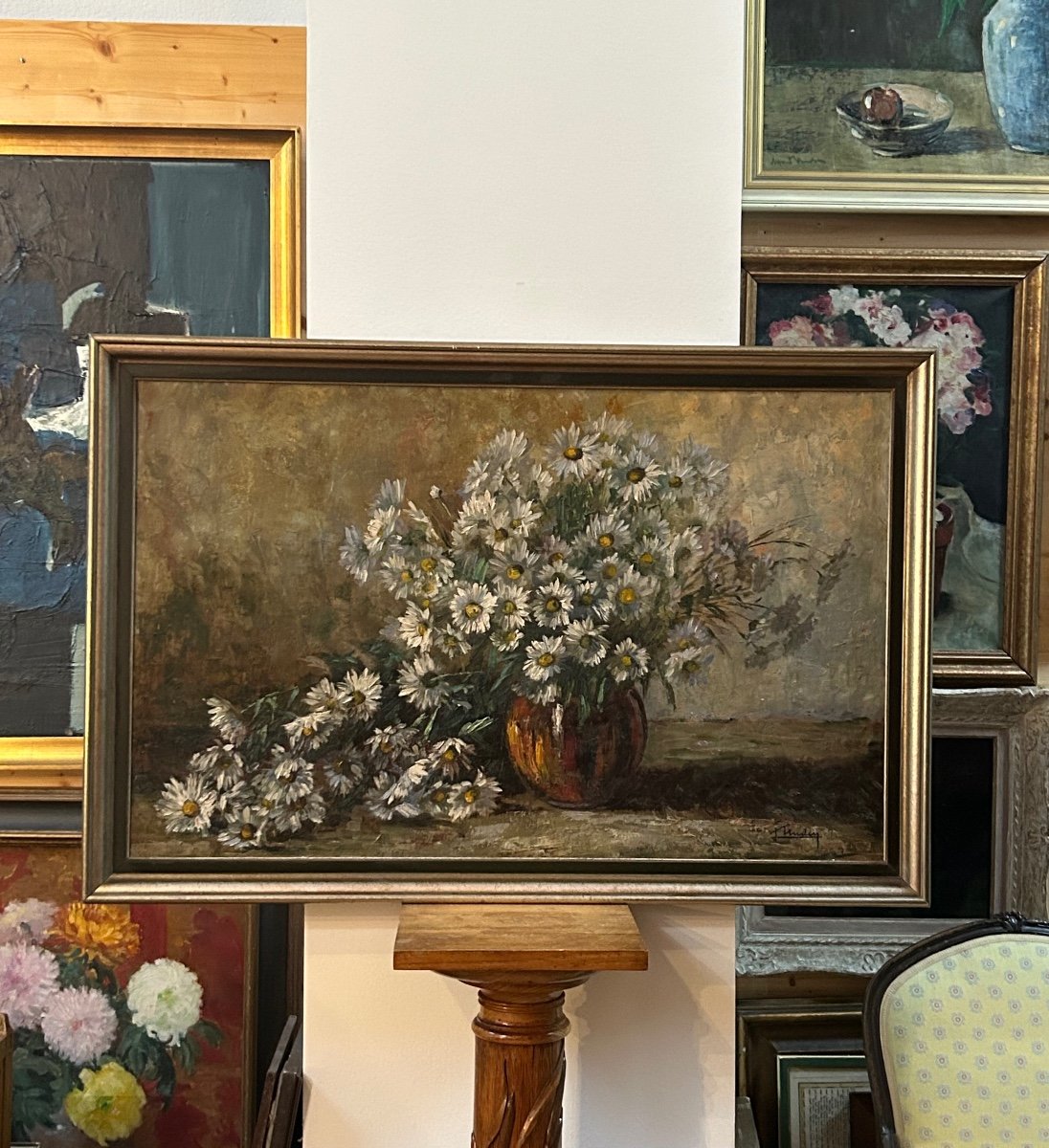 L. Unden, Luxembourg Artist, Rare Flower Painting-photo-2