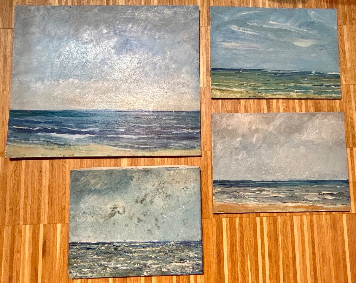 Set Of 4 Seaside Paintings 