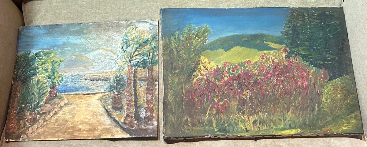 Lot de 2 tableaux paysage non signés 