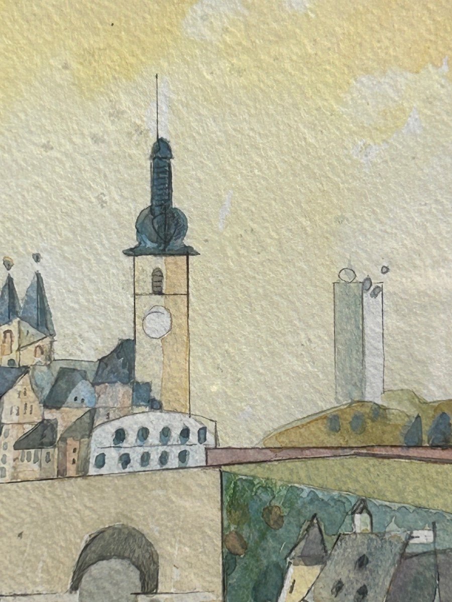 O. Nalezinek, aquarelle vue de Luxembourg -photo-1