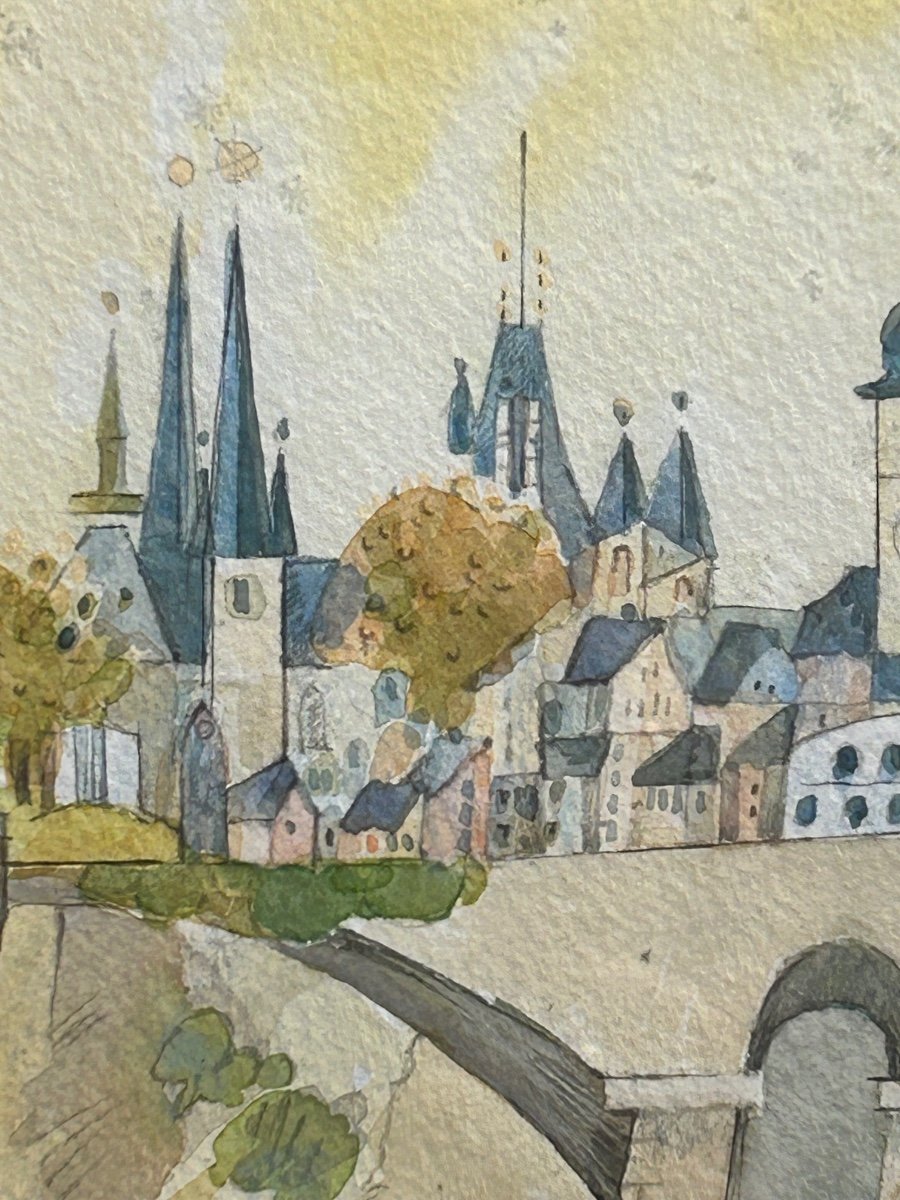 O. Nalezinek, aquarelle vue de Luxembourg -photo-2