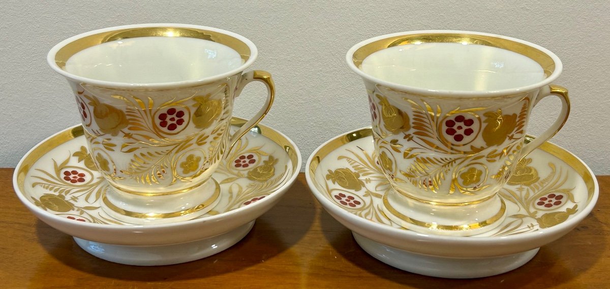 Pair Of Paris Porcelain Chocolate Cups 