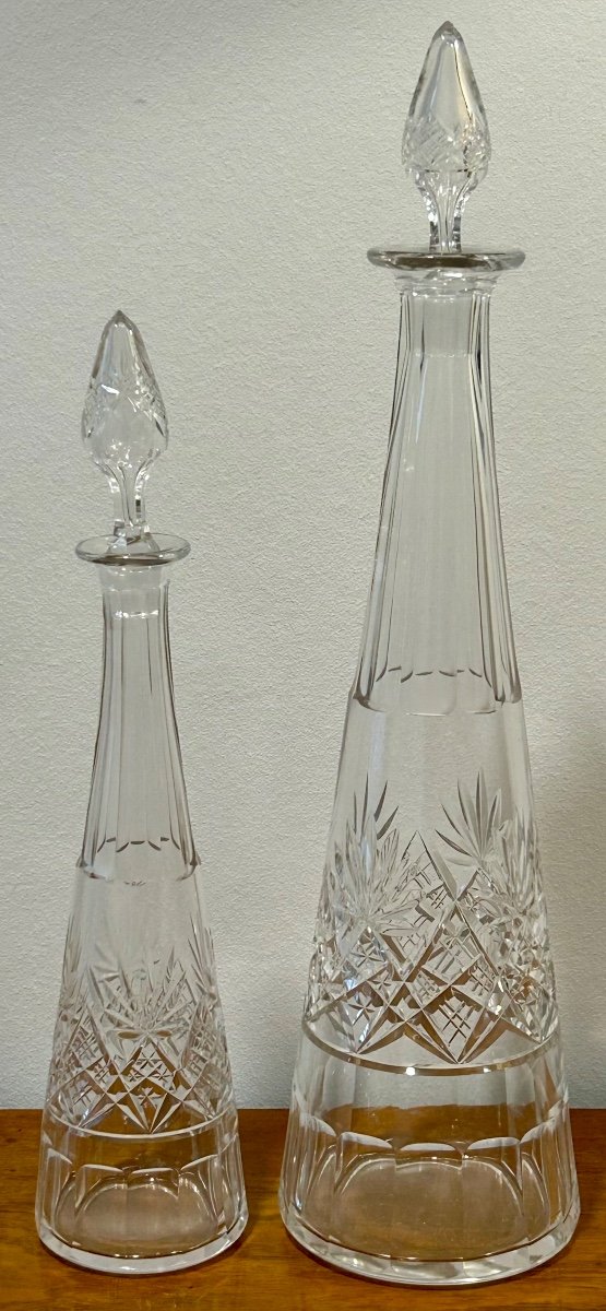 Val Saint Lambert, 2 Crystal Carafes 