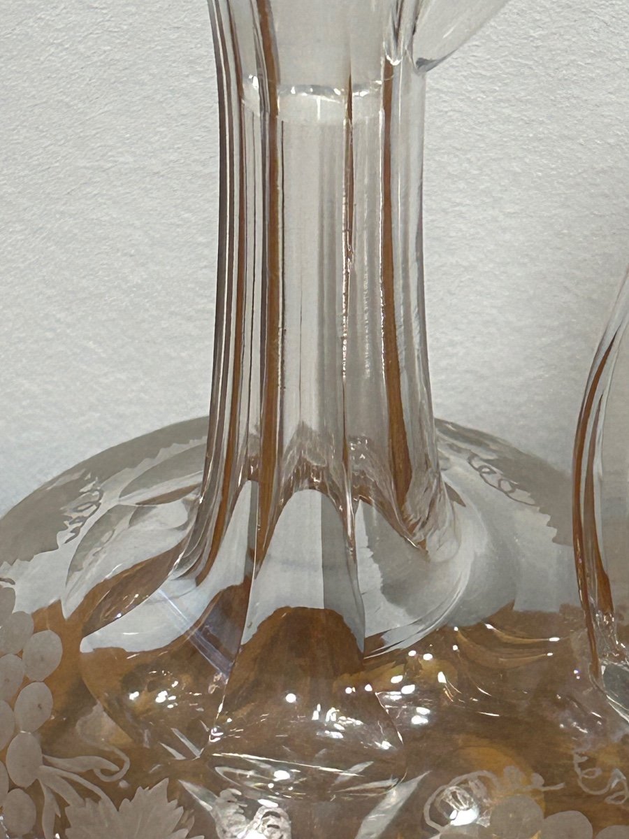 Crystal Wine Carafe With Vine Decor -photo-3