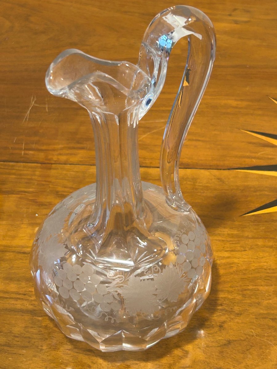 Crystal Wine Carafe With Vine Decor -photo-3