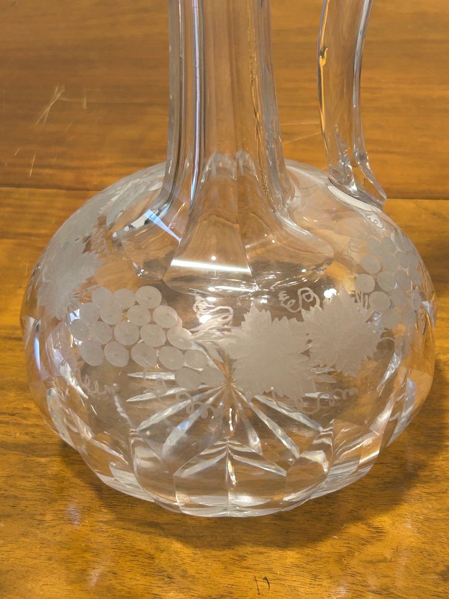 Crystal Wine Carafe With Vine Decor -photo-4