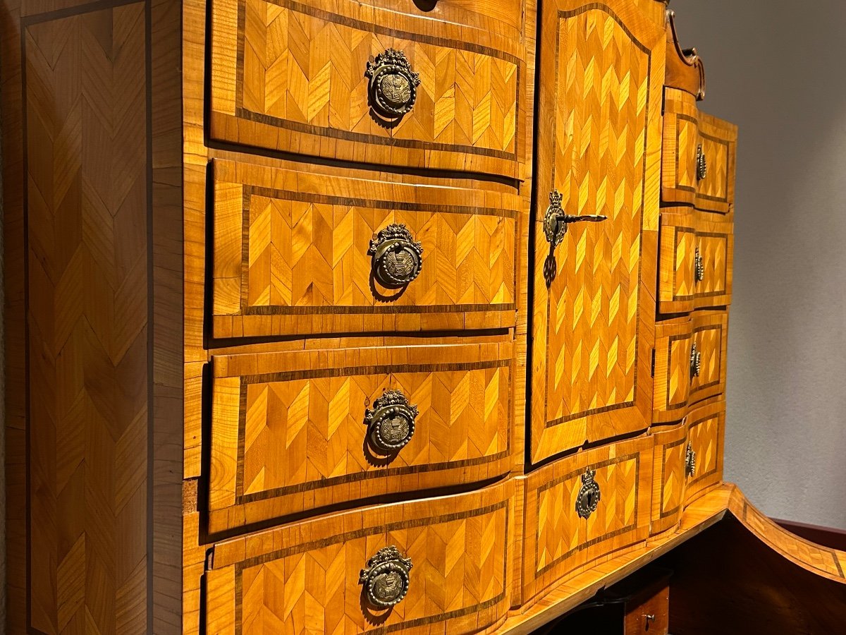 18th Century Curved Cherrywood Secretary -photo-1