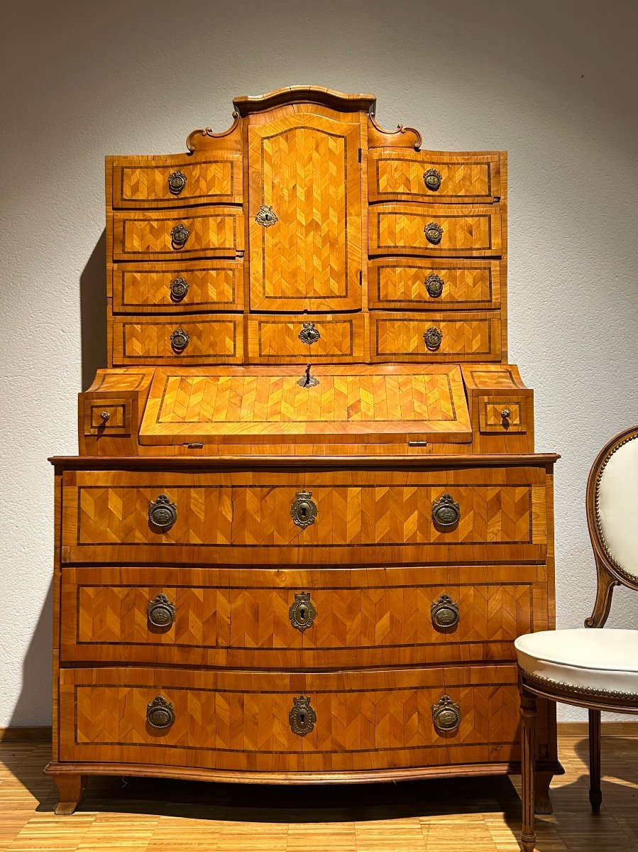 18th Century Curved Cherrywood Secretary 