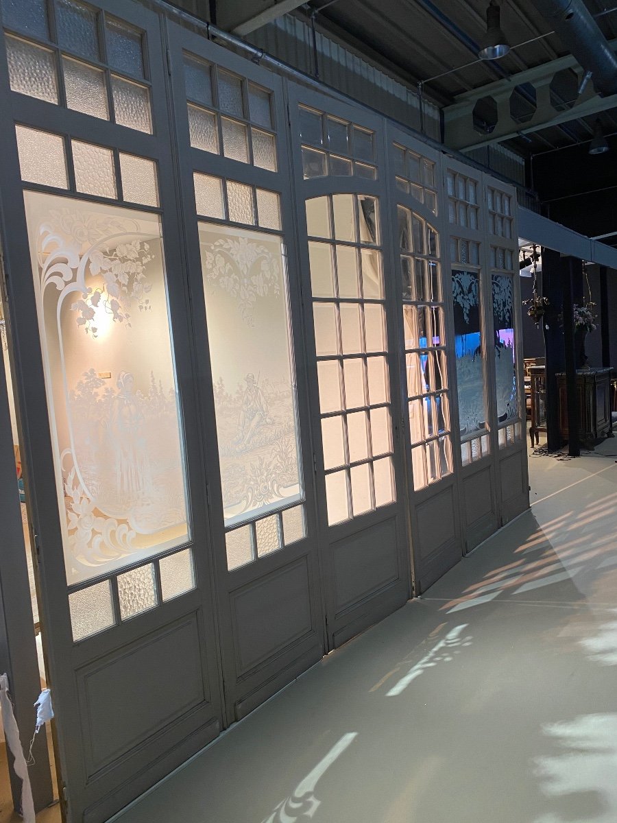 6 Art Nouveau Doors In Etched And Beveled Glass 3x5 M-photo-5