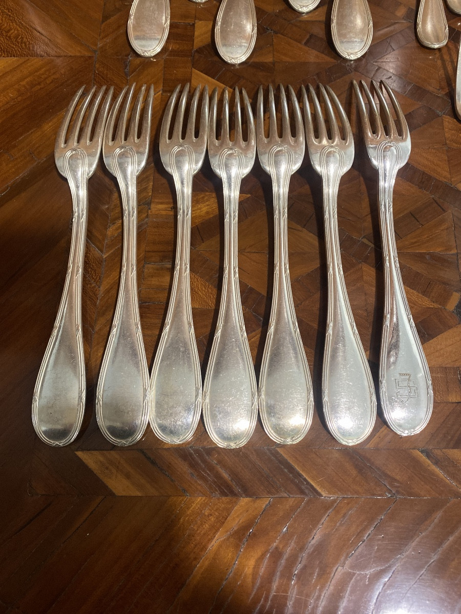 Cross Ribbon, Set Of 18 Silver Metal Cutlery -photo-1