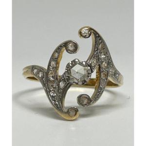 Gold, Silver And Diamond Ring