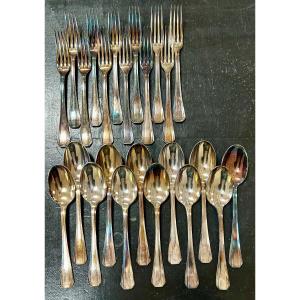 Christofle, 12 Forks And 12 America Table Spoons