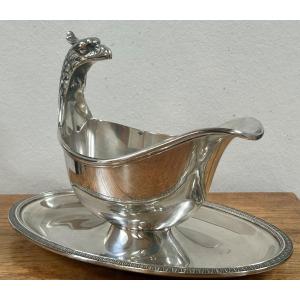 Christofle Malmaison, saucière casque tête d’aigle 