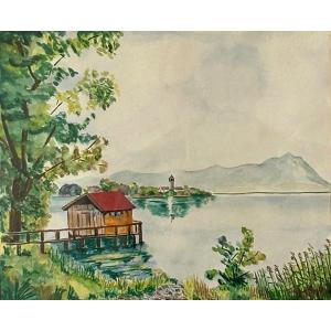 Aquarelle « Fraueninsel » Chiemsee