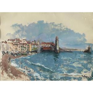 Will Faber, acrylique sur papier vue du port 