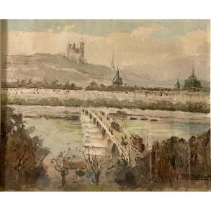 Watercolor On Paper, View Of Lyon