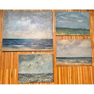 Set Of 4 Seaside Paintings 