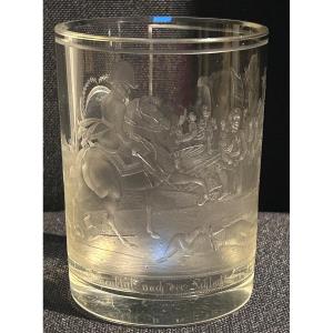 Engraved Glass With Battle Of Leipzig Decoration