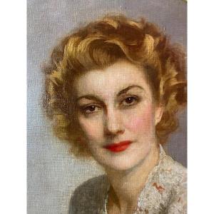 Fernand Toussaint artiste peintre belge portrait de dame