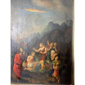 Tableau religieux huile sur bois 