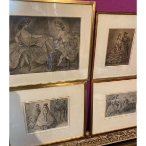 Lot de 7 lithographies encadrées  de Constantin Gys