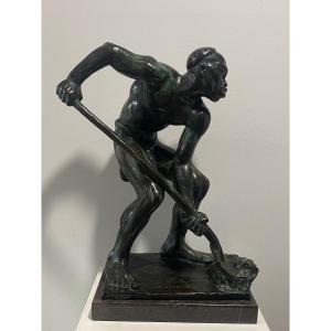 Dupagne, artiste belge, sculpture art- déco en bronze patiné  