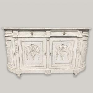 19th Century Louis XVI Sideboard With Curved Doors And Decorative Ornaments