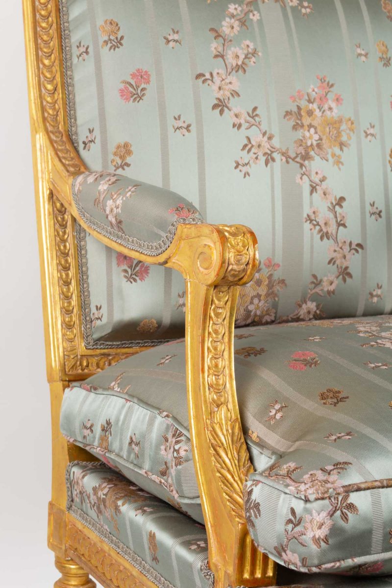 Pair Of Louis XVI Style Armchairs In Golden Wood-photo-7