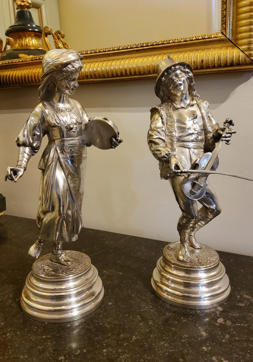 Pair Of Sculptures In Silver Bronzes Characters From Abruzzo_ Lalouette 19th Century Sculptor-photo-4