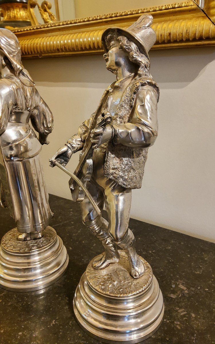 Pair Of Sculptures In Silver Bronzes Characters From Abruzzo_ Lalouette 19th Century Sculptor-photo-5