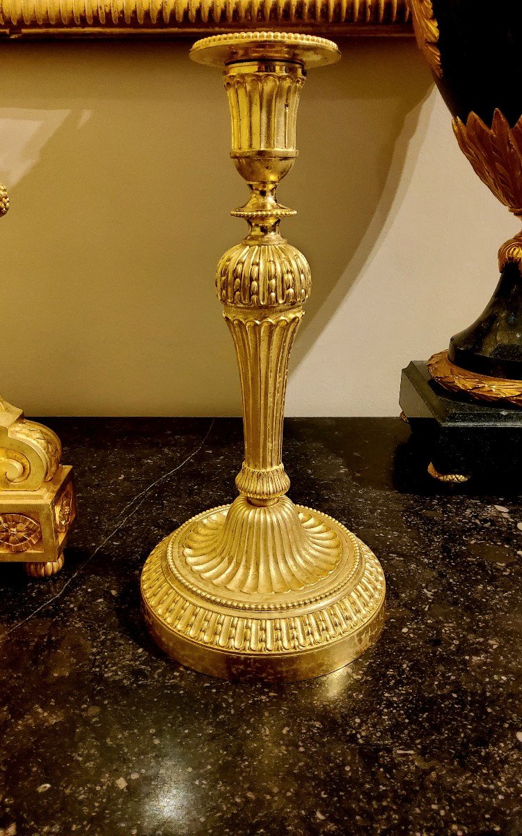 Louis XVI Style Pendulum Clock And Pair Of Candlesticks In Chiseled Gilded Bronzes Susse Fd-photo-5