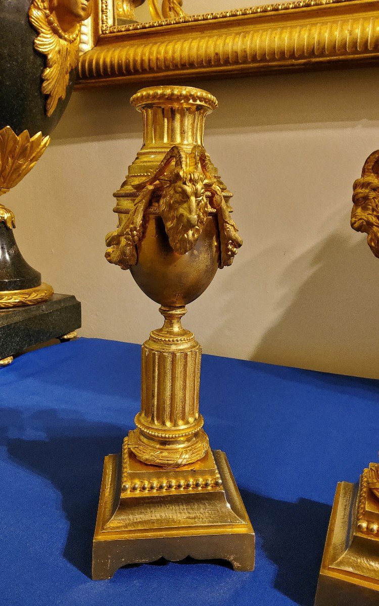 Reversible Vases Into Candlesticks In Gilded Bronzes Louis XVI Style 19th Century -photo-2