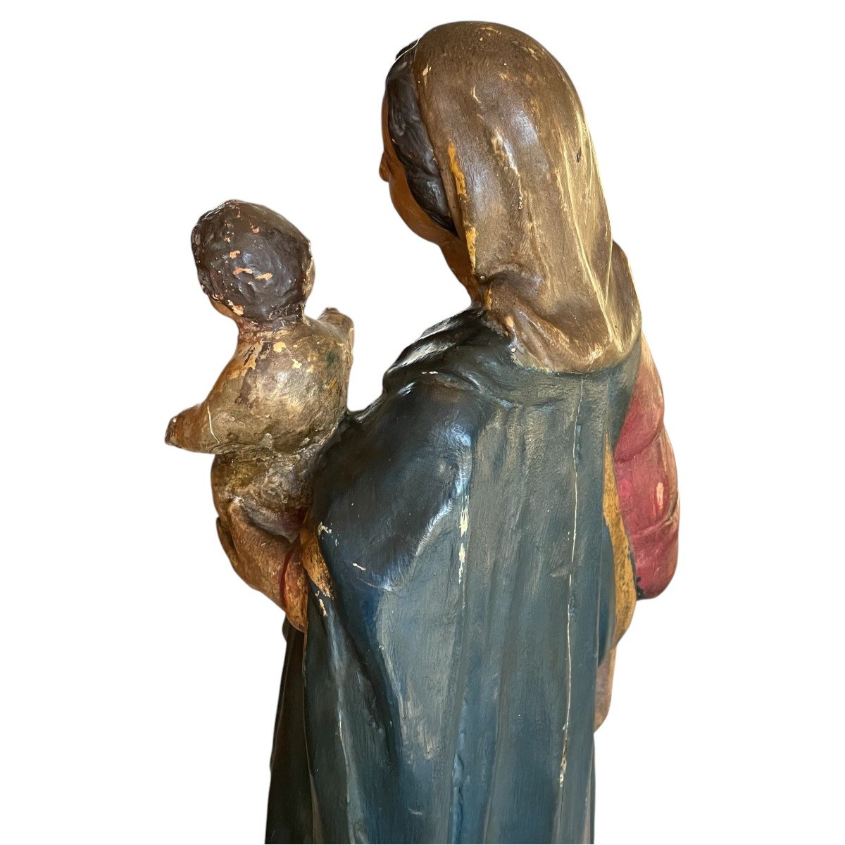 Vierge à l'Enfant En Bois Polychrome et dorure  XVIIIème-photo-6