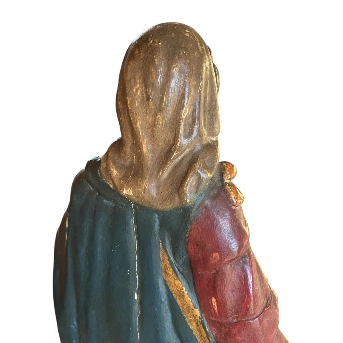 Vierge à l'Enfant En Bois Polychrome et dorure  XVIIIème-photo-7