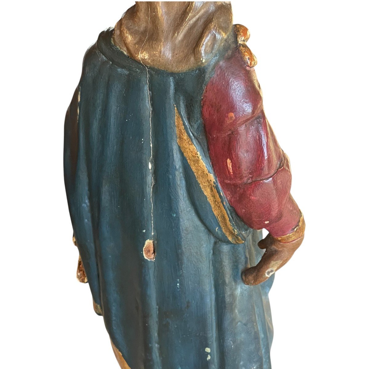 Vierge à l'Enfant En Bois Polychrome et dorure  XVIIIème-photo-8