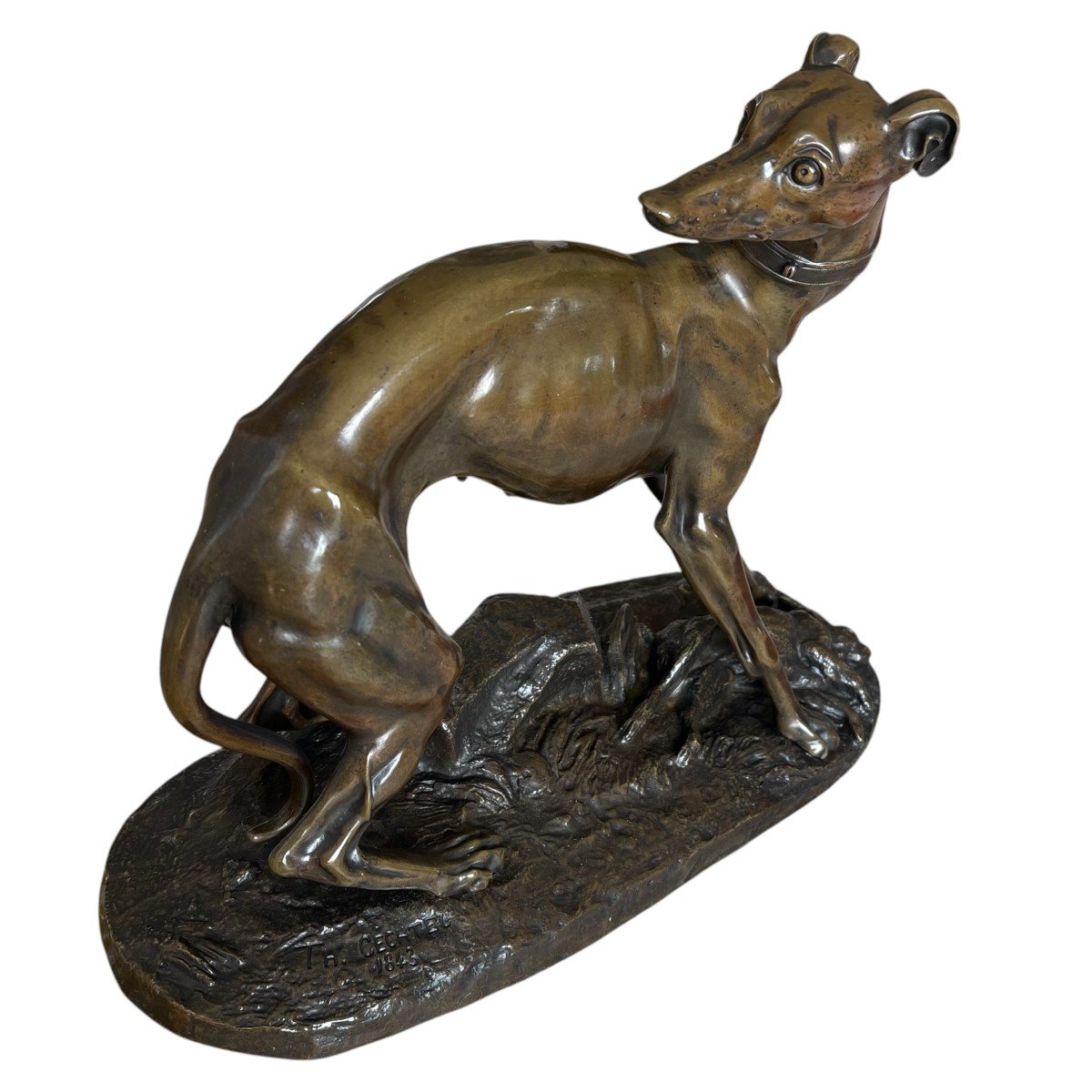 Bronze Animalier Théodore Gechter - Lévrier En Bronze - Chien En Bronze - Bronze De Vénerie-photo-2