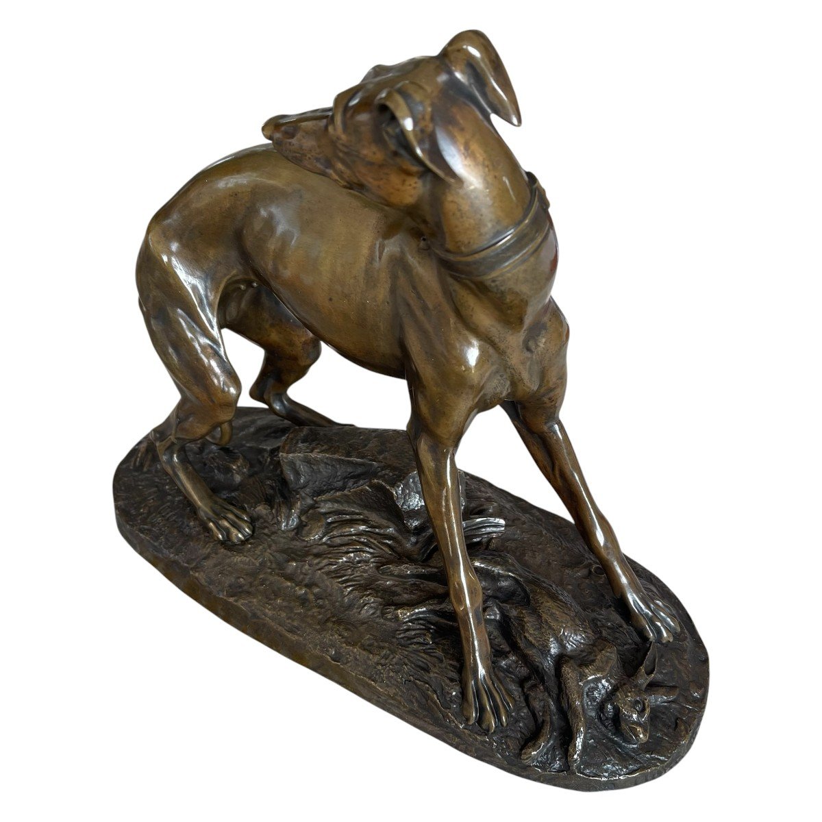 Bronze Animalier Théodore Gechter - Lévrier En Bronze - Chien En Bronze - Bronze De Vénerie-photo-3