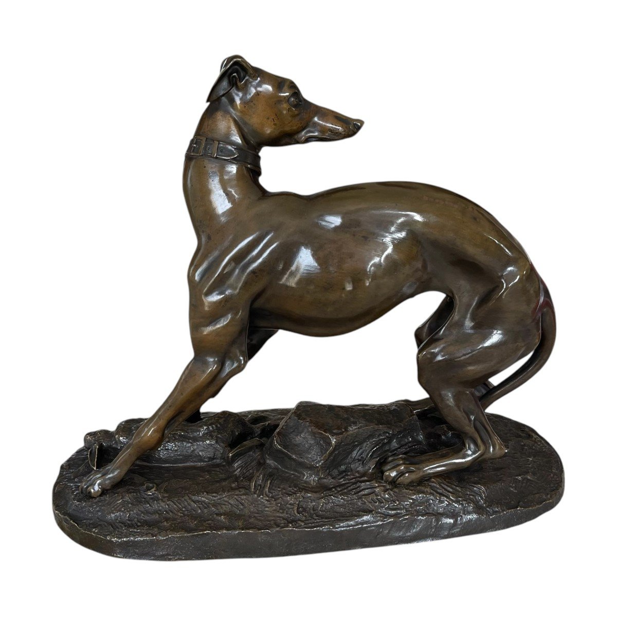 Bronze Animalier Théodore Gechter - Lévrier En Bronze - Chien En Bronze - Bronze De Vénerie