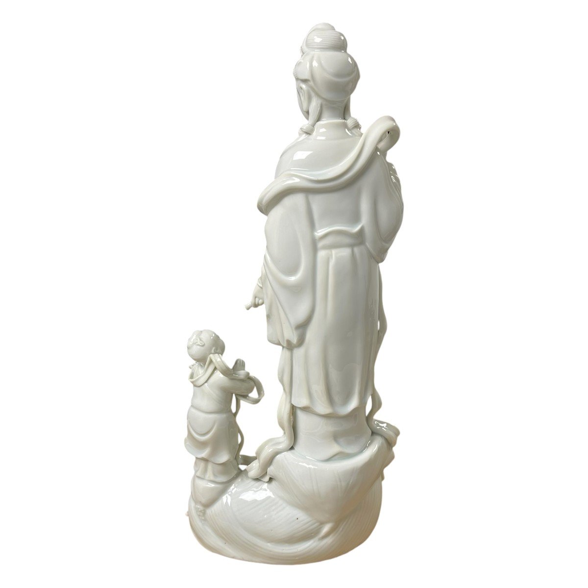 Statuette De Guanying En Porcelaine Blanche-photo-3