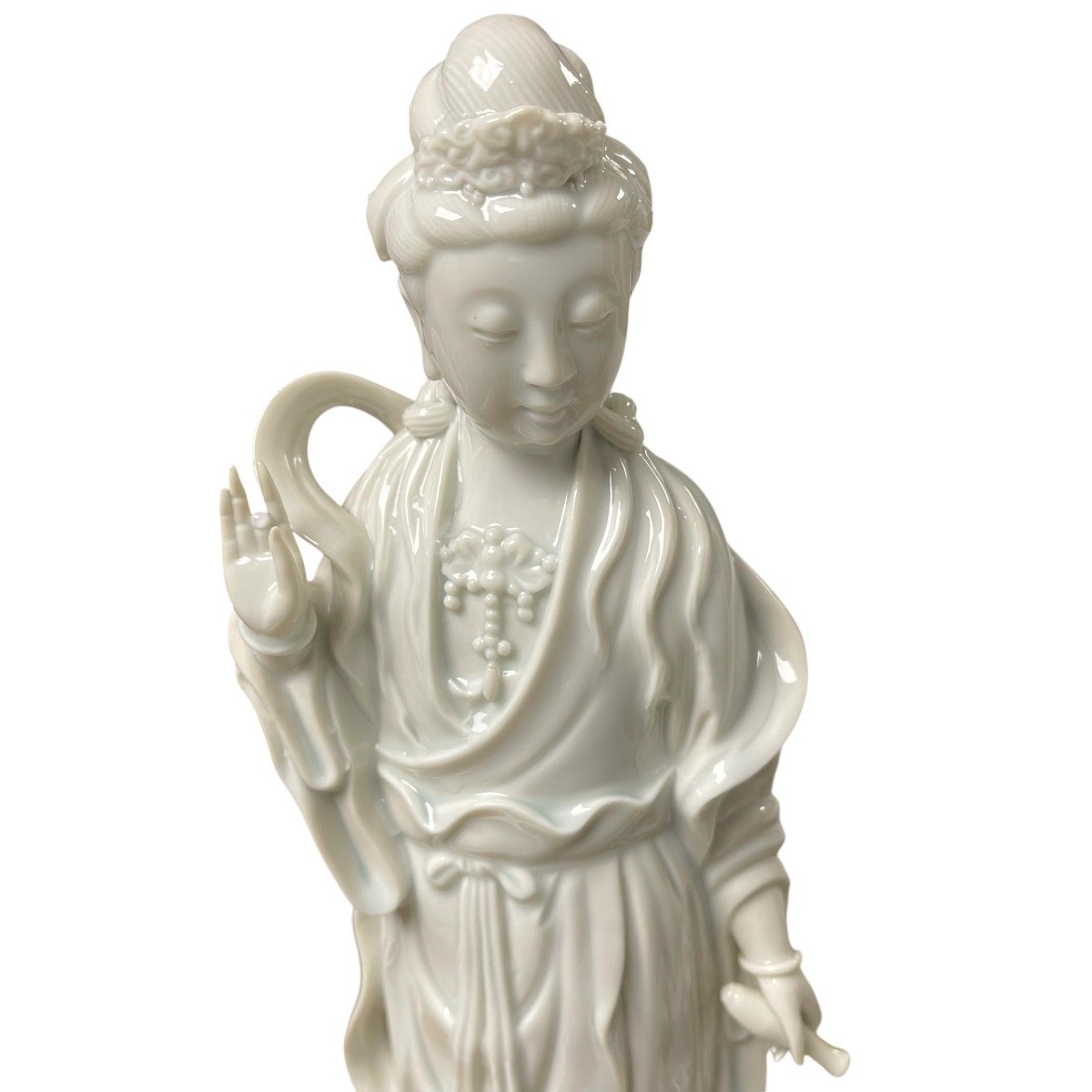 Statuette De Guanying En Porcelaine Blanche-photo-1