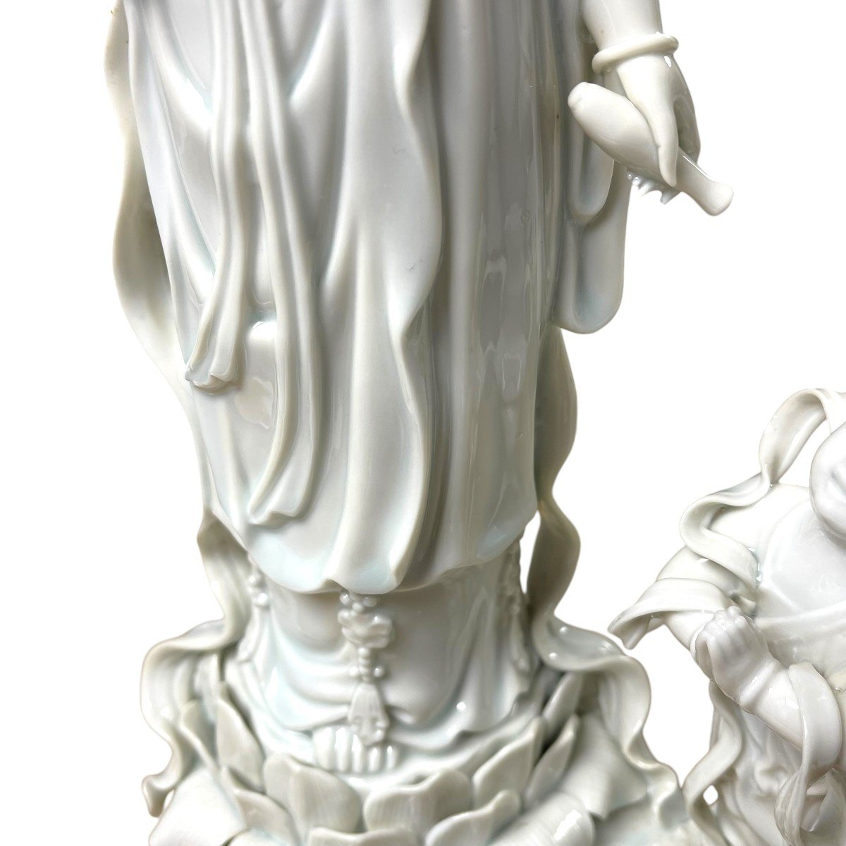 Statuette De Guanying En Porcelaine Blanche-photo-2