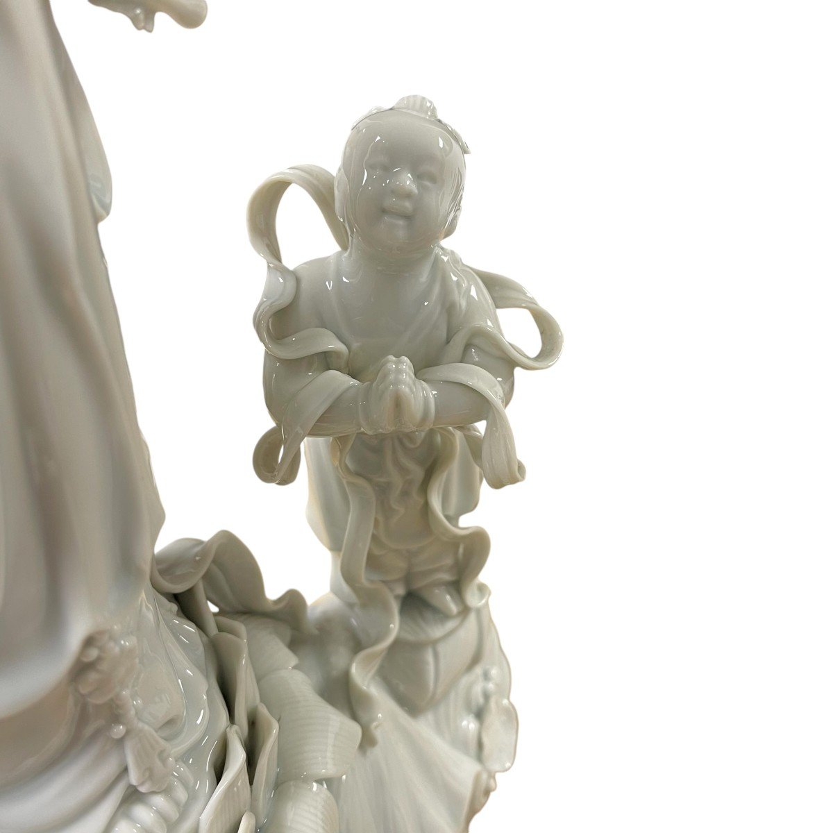 Statuette De Guanying En Porcelaine Blanche-photo-4