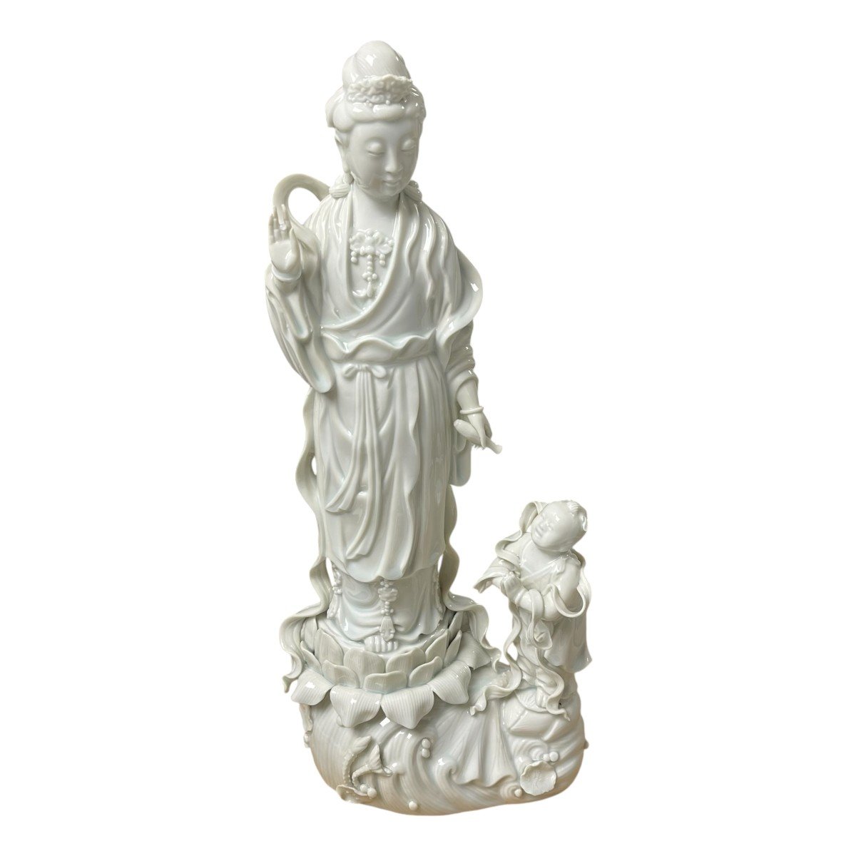 Statuette De Guanying En Porcelaine Blanche